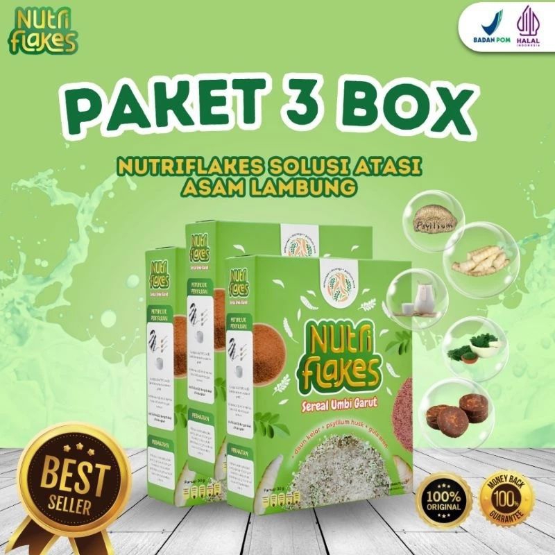 

Paket 3 Box Nutriflakes - Sereal Umbi Garut Solusi Untuk Atasi Asam Lambung Gred & Mag