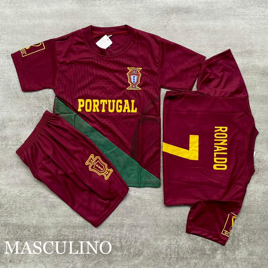 setelan baju bola anak Ronaldo portugal maroon usia 6 bulan-15 tahun /Jersey futsal anak