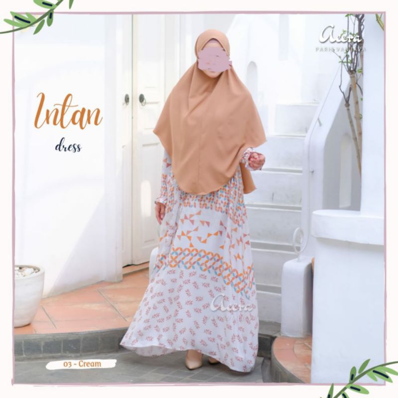 Intan Dress by Aeera baju gamis wanita dewasa size M warna cream  motif