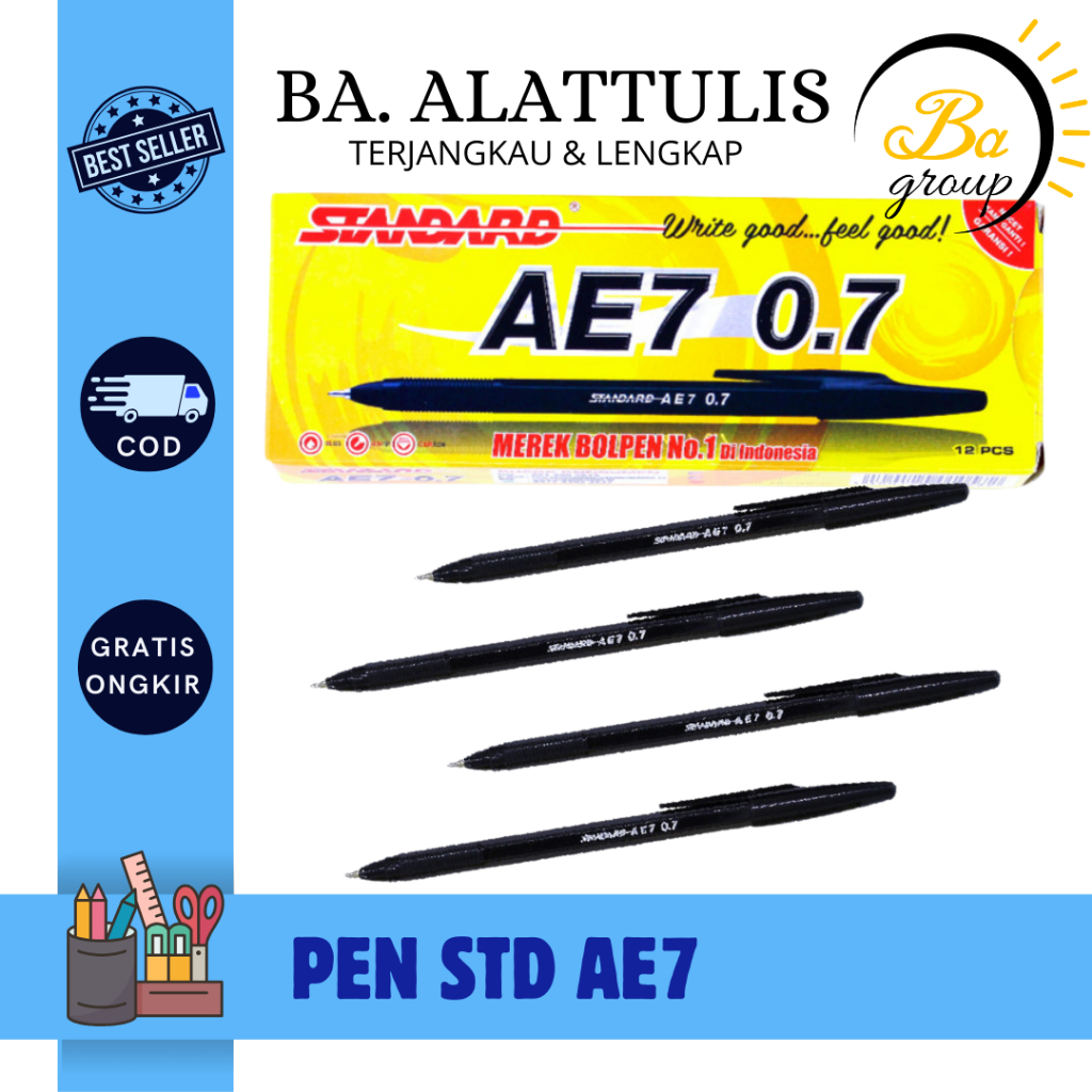 

Standard - Pulpen AE7 0.7 BLACK ( Alat Tulis / Pen / Ballpoint / Pena ) - BA.ALATTULIS