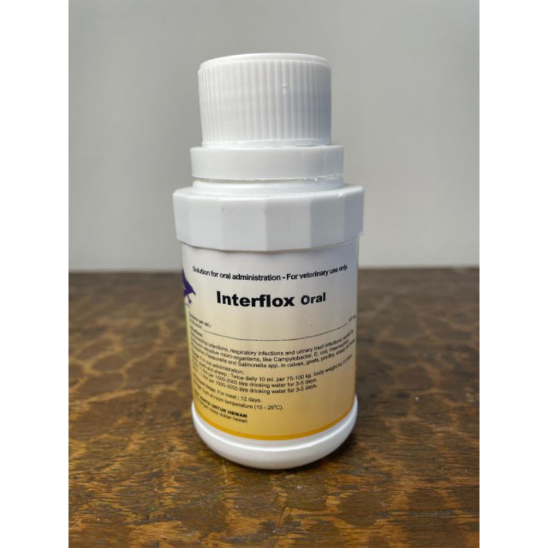 Interflox oral 100 cc / Obat pilek batuk diare ternak sapi kambing ayam