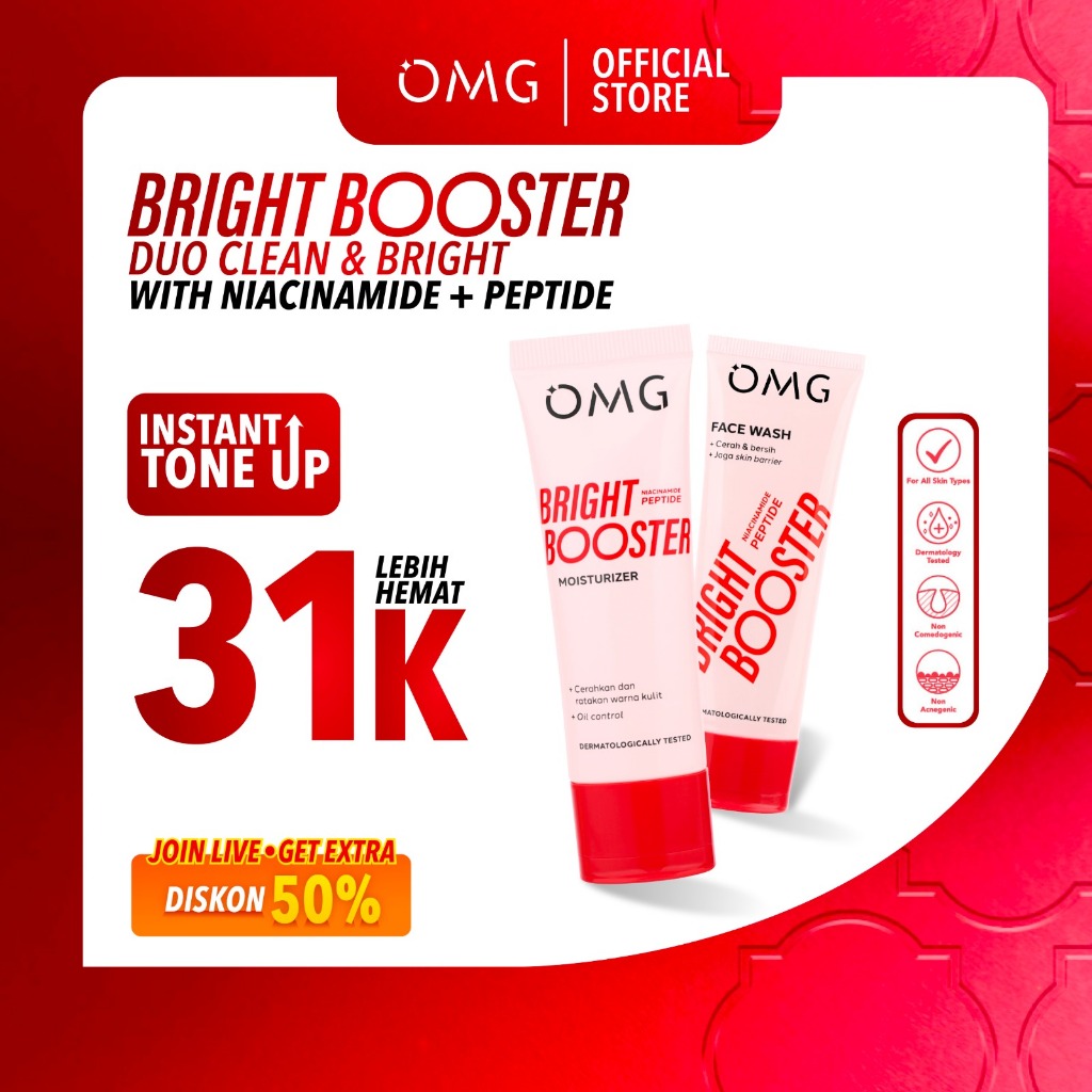 OMG Duo Clean & Bright Booster Kit - Tone Up Moisturizer Melembabkan, Mencerahkan, dan Menjaga Skin 