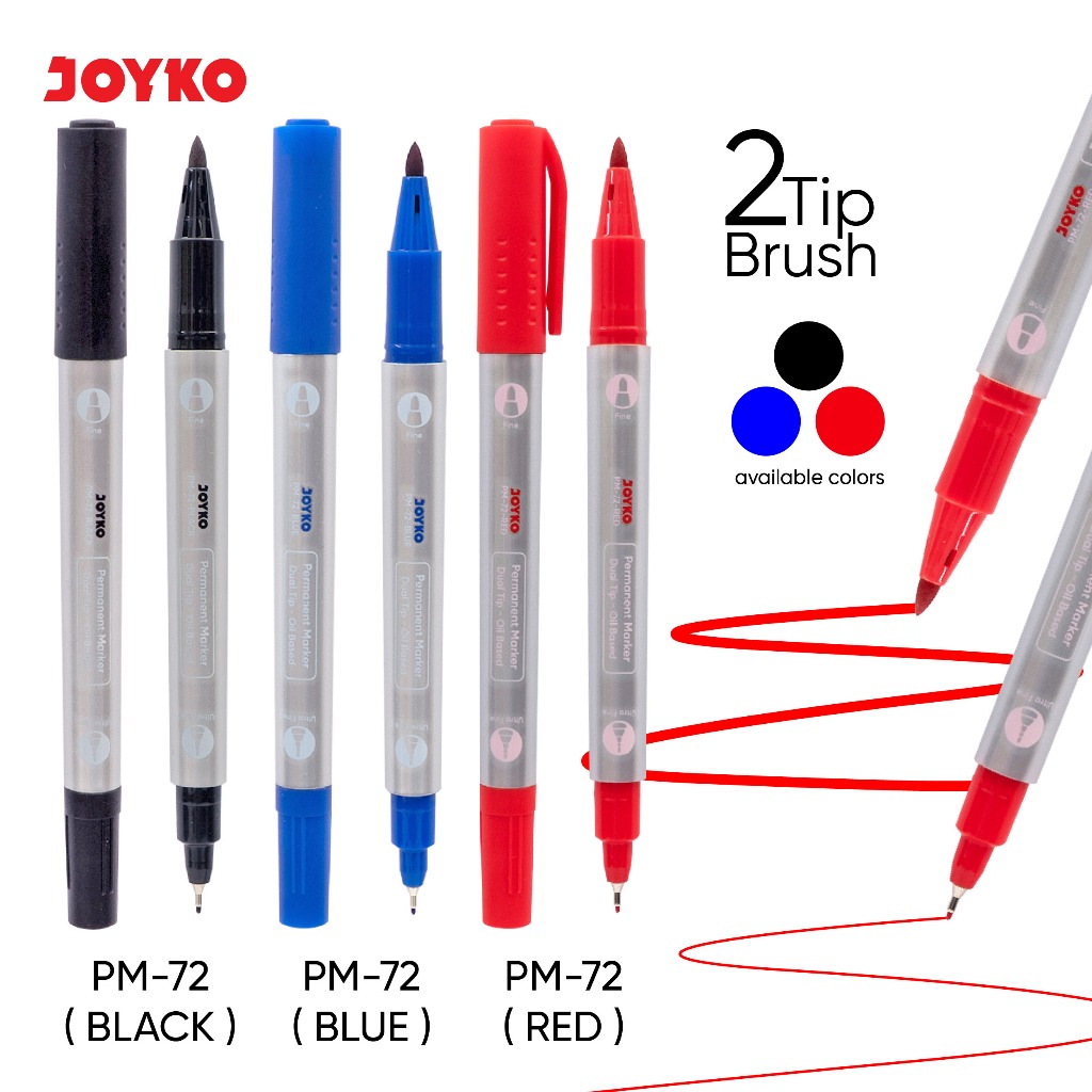

Permanent Marker Spidol Permanen Dual Tip Joyko PM-72