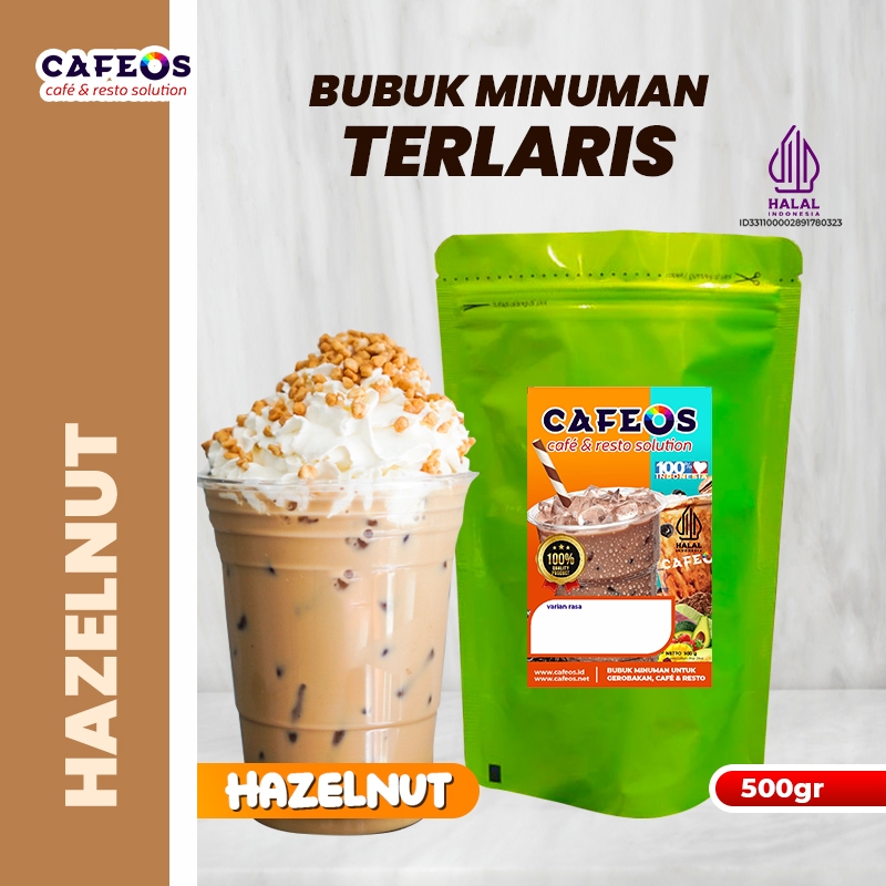 

CAFEOS Bubuk Minuman Kopi Sepeda Keliling Kekinian Rasa Hazelnut 3IN1 Kemasan 500 gram