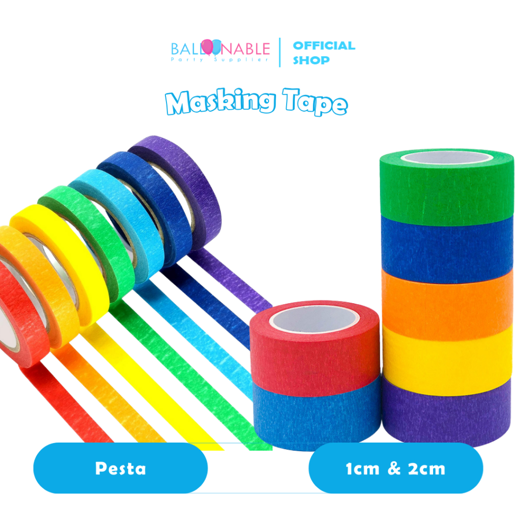 Masking Tape Warna Warni / Isolasi Kertas / Selotip Kertas Warna Warni