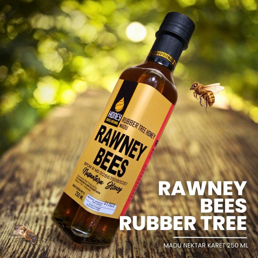 

RAW Honey Rawney Bees Madu Nektar Karet Asli Murni 250 ML Botol Kaca