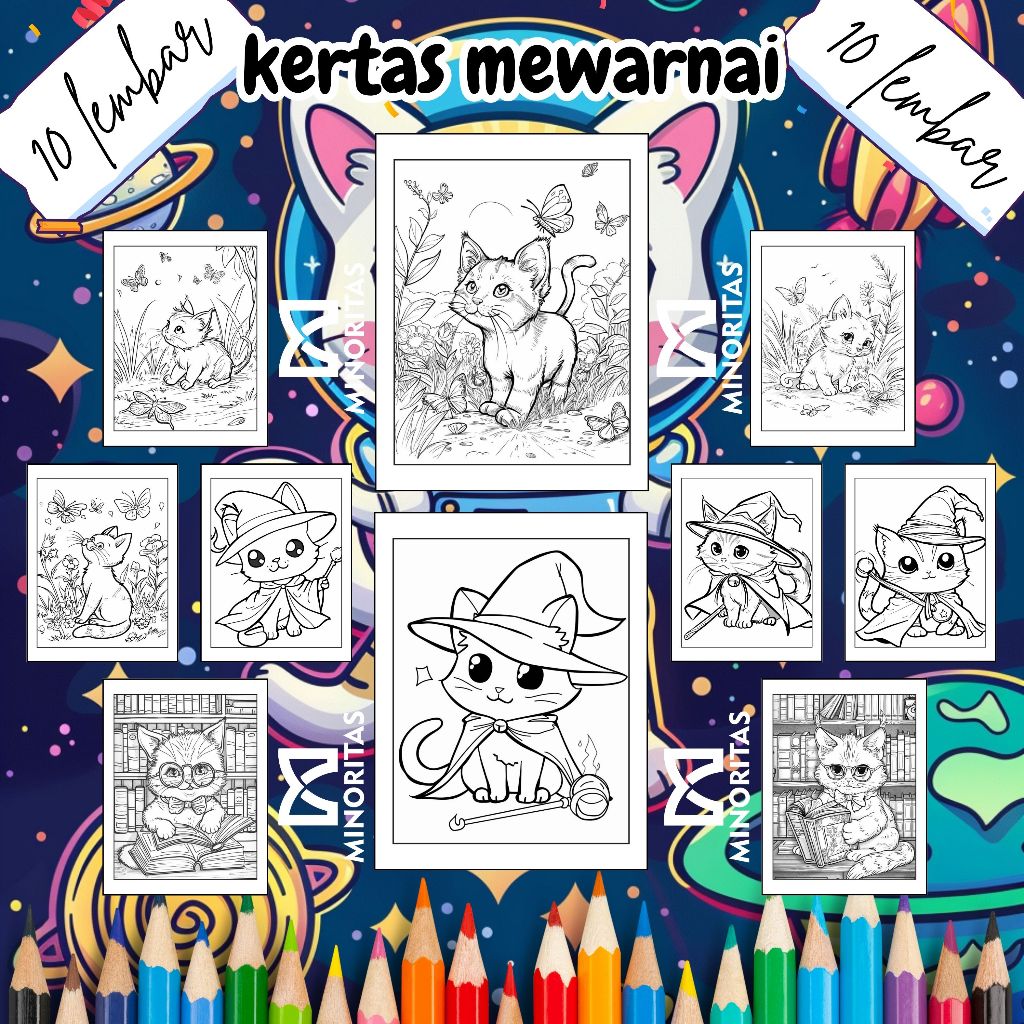 

10 Lembar Kertas Mewarnai Cat Kawai A (TERMURAH DI SHOPEE) Tebal 80 gsm