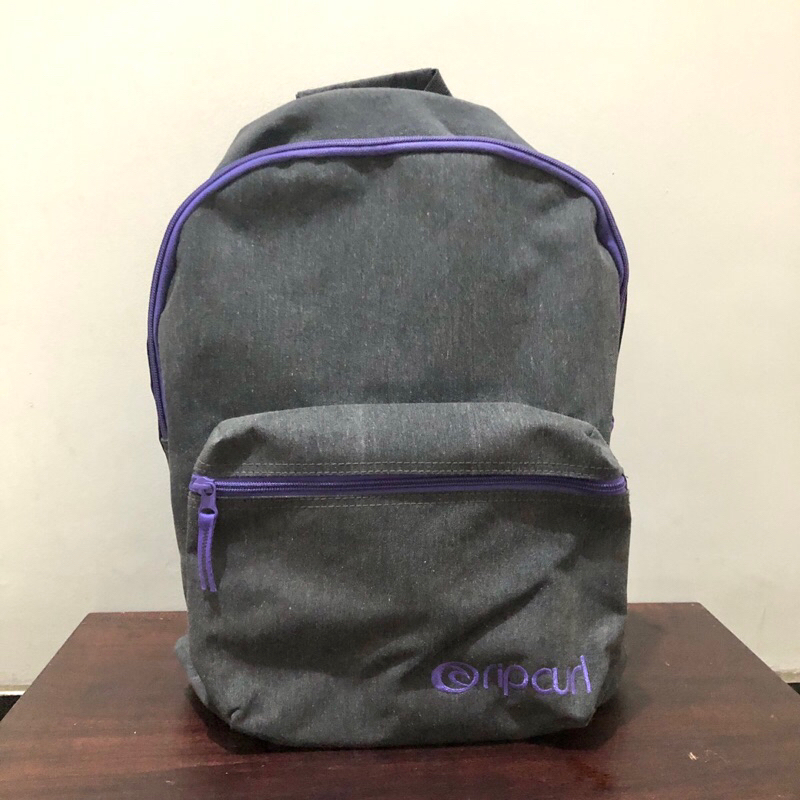 Original Ripcurl Backpack Tas Ransel Sekolah Kerja Kain Abu Ungu Pria Anak Lakih
