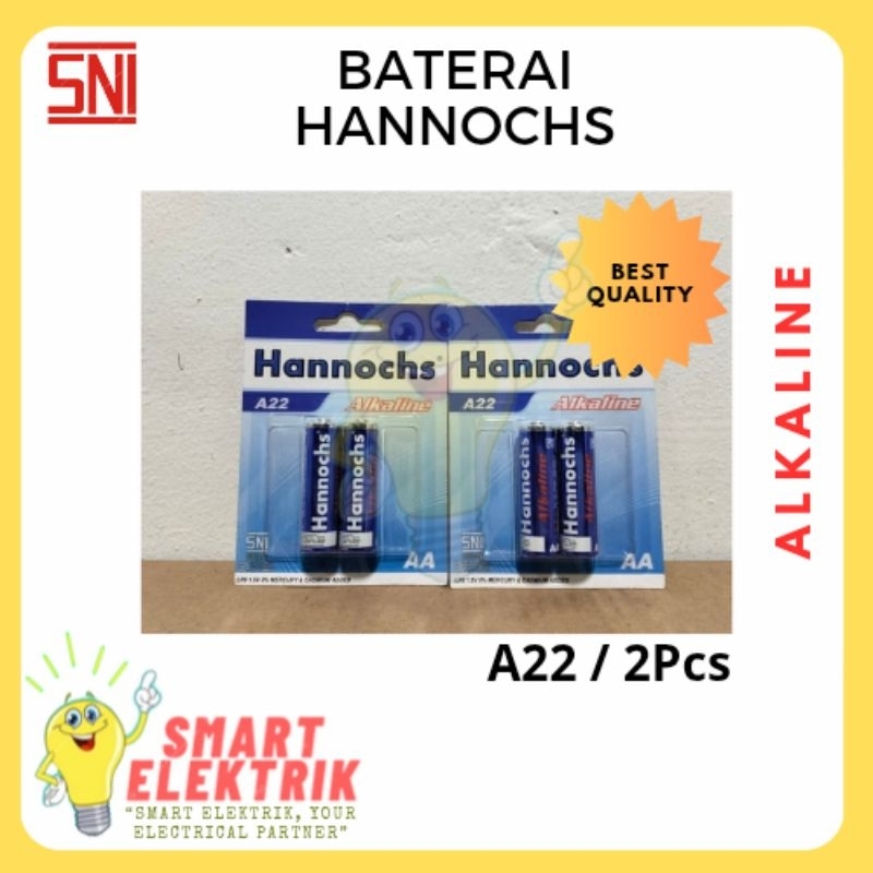 HANNOCHS ALKALINE - Baterai AA [ A22 ] / Batu Battery Alkaline / Batu Batrei Per Pcs