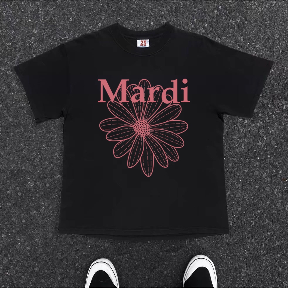 BOOMBAP American retro Style T-shirt Oversize Original Trend merah Mardi Print top| Kaos Wanita Hita