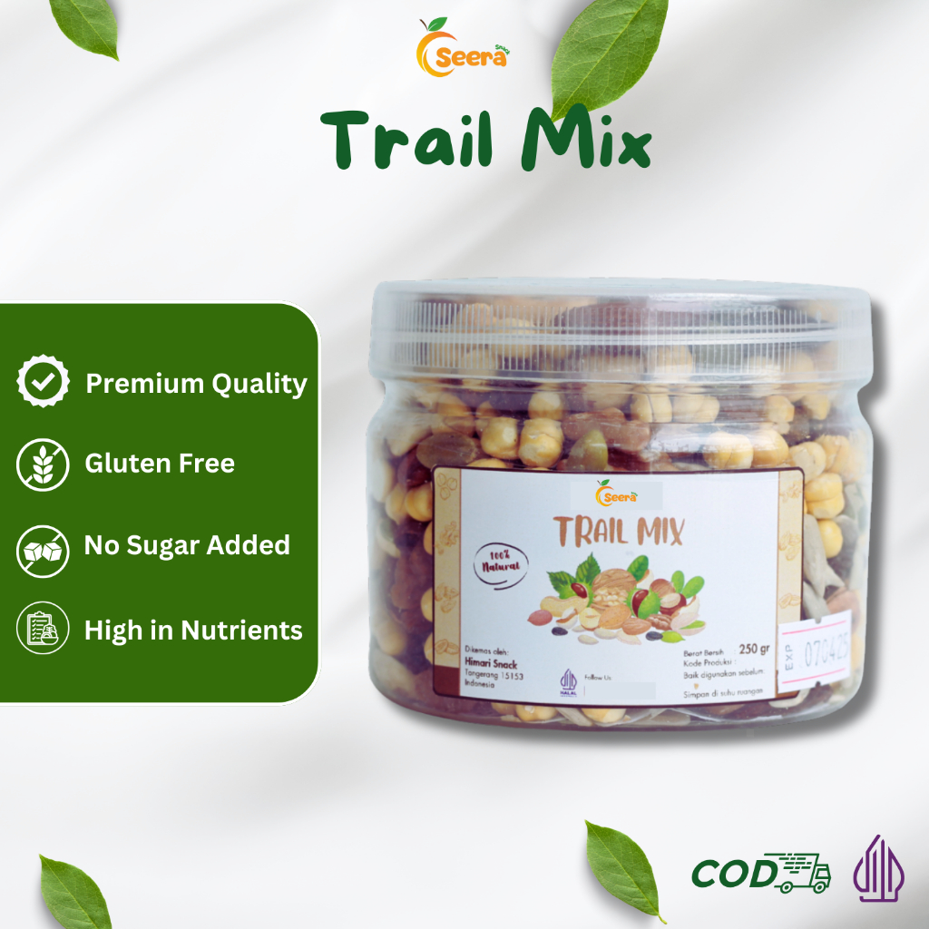 

Trail Mix Cemilan Sehat Mix Nuts Dried Fruits Seeds Campuran Kacang Biji-bijian Buah Kering Halal