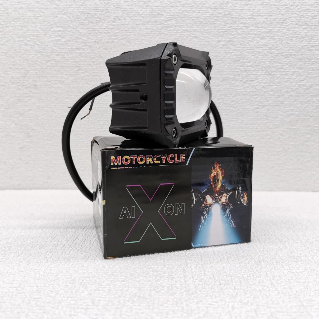 LAMPU TEMBAK MOTOR AIXON – LED PROJEKTOR PUTIH & KUNING SUPER TERANG