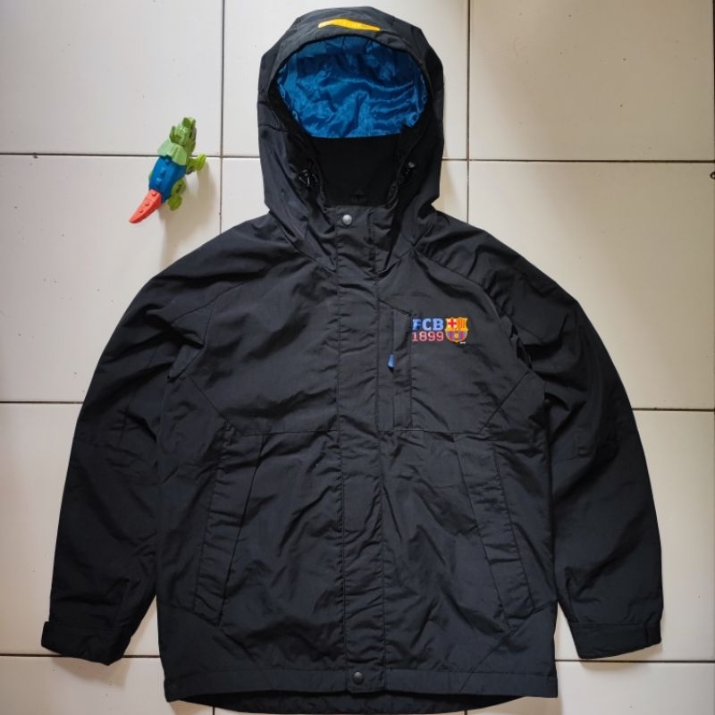Jaket Outdoor Anak E-LAND JUNIOR X FCBARCELONA Full Black Original 100% Second Second Preloved Gunun