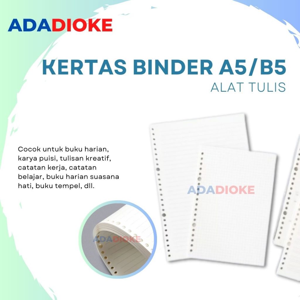 

Kertas Binder Loose Leaf Kertas Isi Ulang Kertas A5 / B5 Kertas Binder Bergaris ISi Ulang Isi 60 Lembar