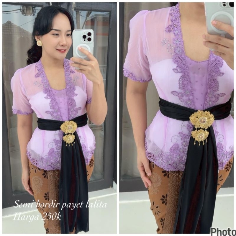 KEBAYA PAYET BORDIR LENGAN PENDEK
