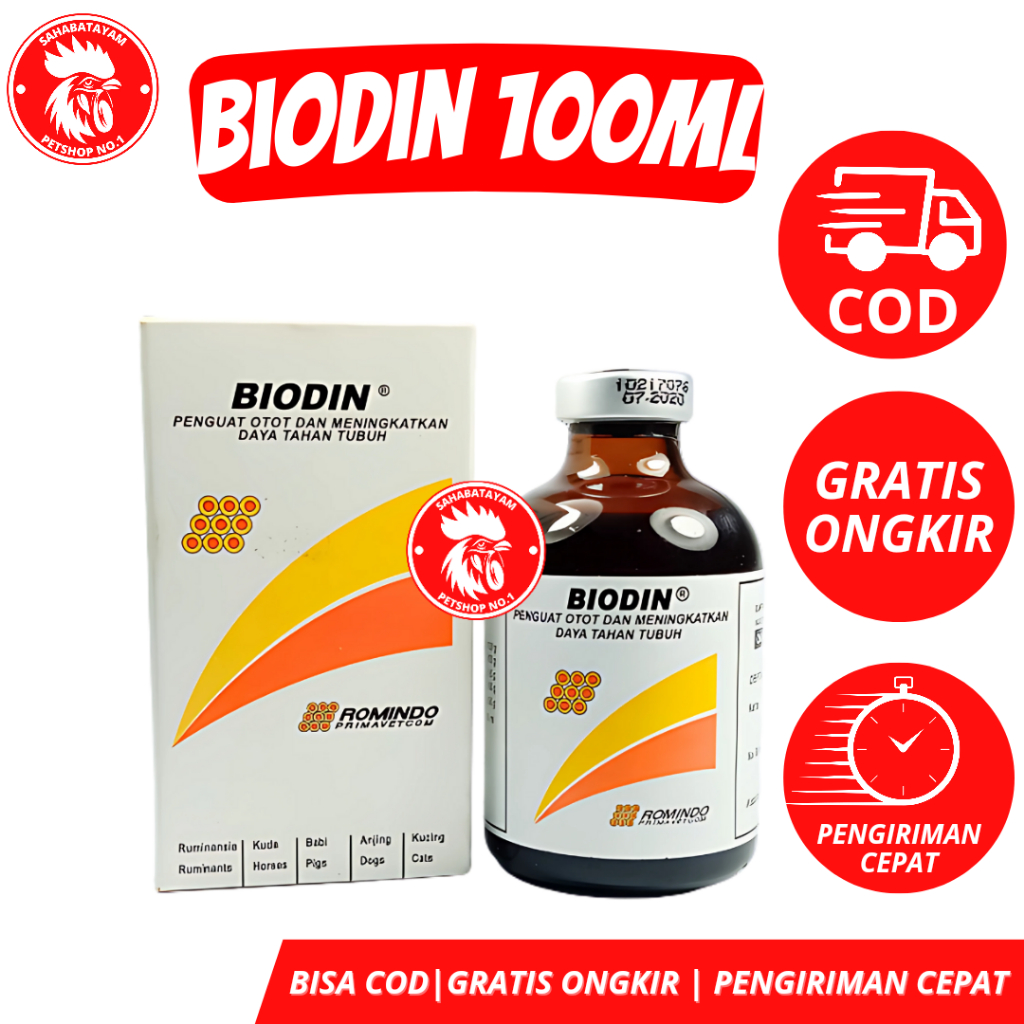 Biodin 100 Ml Biodin Penguat Otot Ayam Obat Injeksi Penguat Otot dan Sayap Ayam
