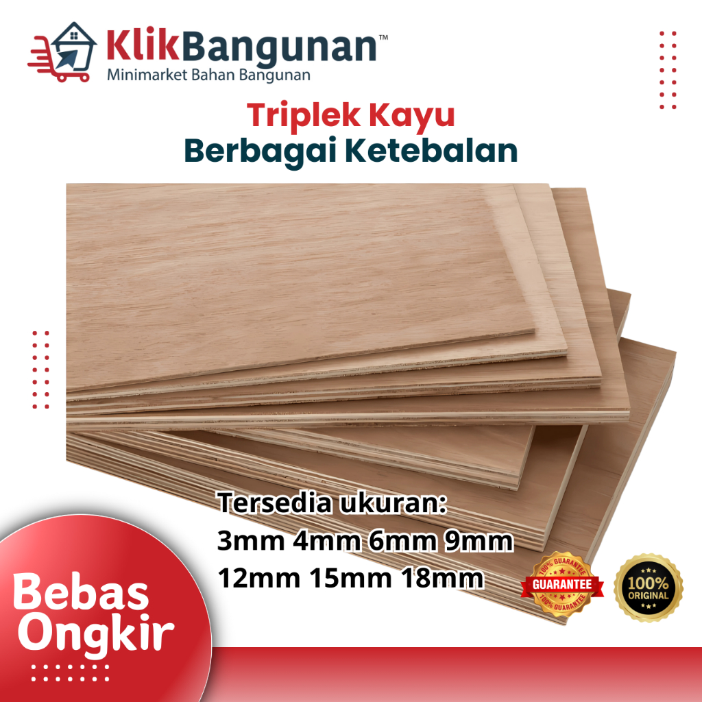 Triplek 3mm 4mm 6mm 9mm 12mm 15mm 18mm – Multiplek / Plywood Kayu Berbagai Ketebalan