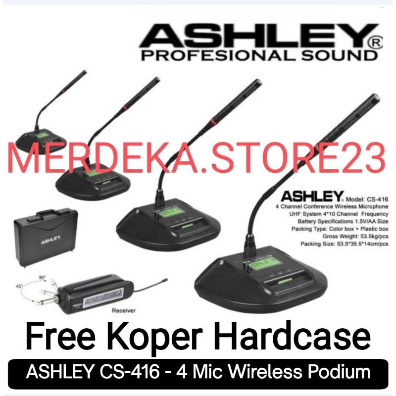 Microphone Wireless Meja ASHLEY CS-416 / ASHLEY CS416 Original Mic Wireless Podium Conference 4 Mic 