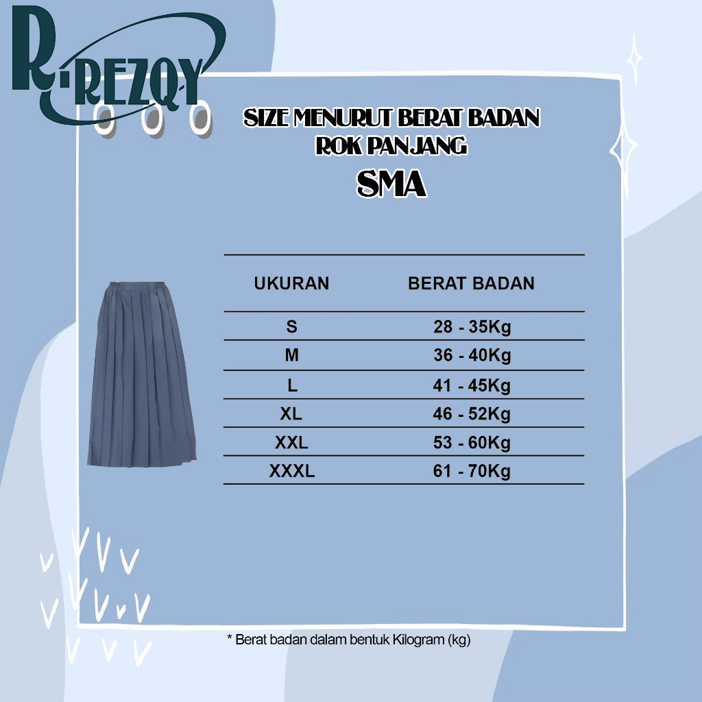 RB R Rezqy - Rok Sma Panjang Span Lipatan 1 Seragam Sekolah SMA Warna Abu-Abu Putih Hitam Coklat