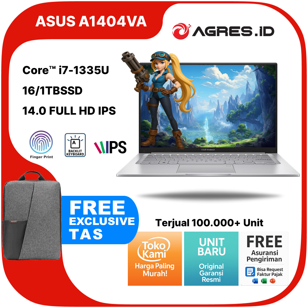 ASUS VIVOBOOK 14 A1404VA I7 1355 16GB 1TB W11+OHS 14.0FHD VIPS BLU -VIPS711