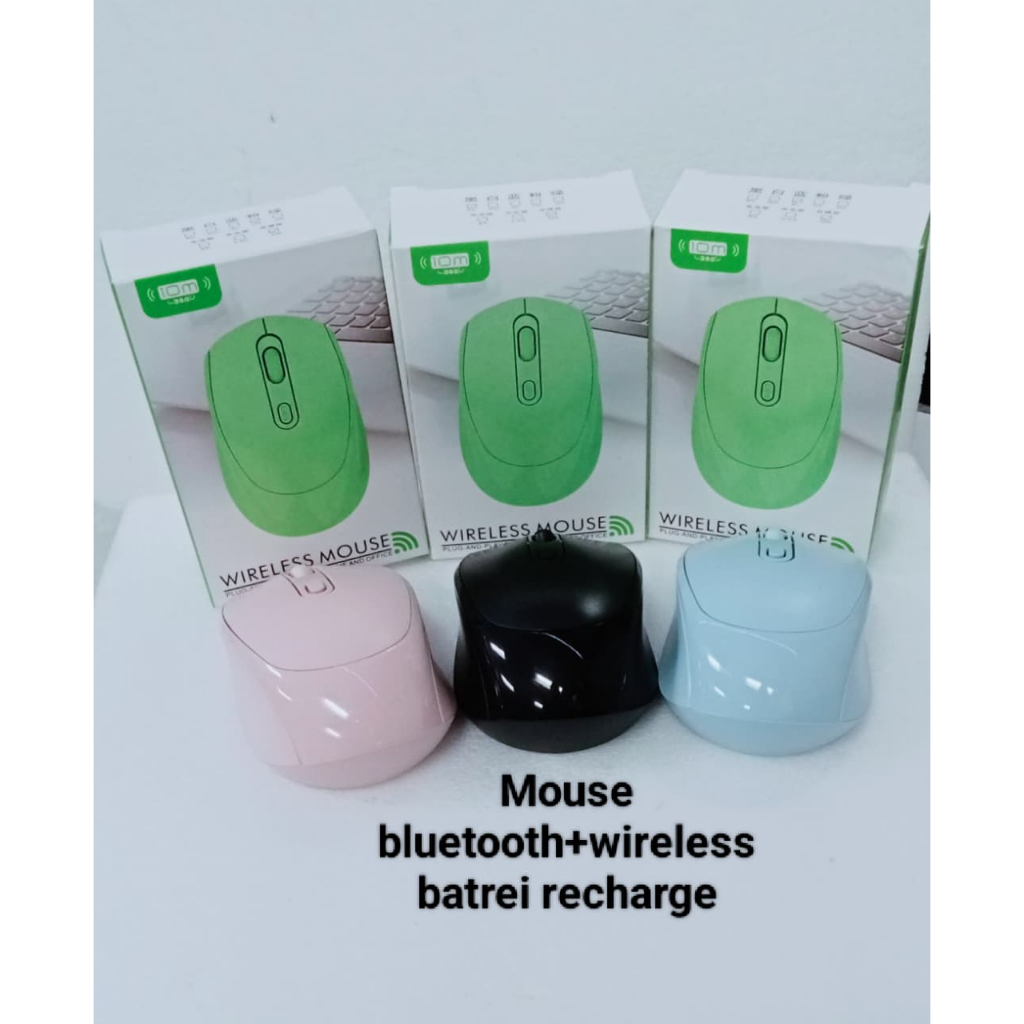 mouse bluetooth + wireless batt recharge dual mode