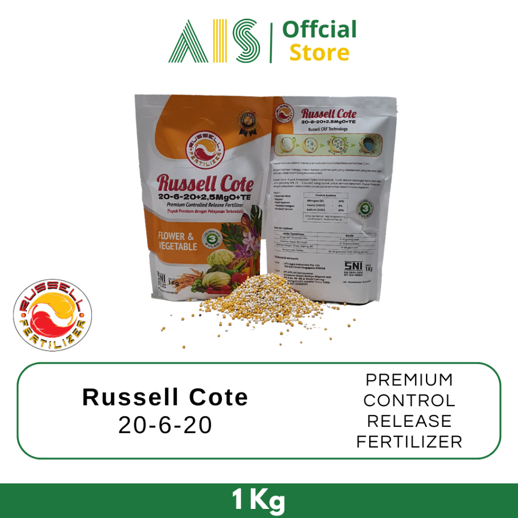 Russell Fertilizer Pupuk Russell Cote 20-6-20 Pupuk Rumput Landscape 1kg