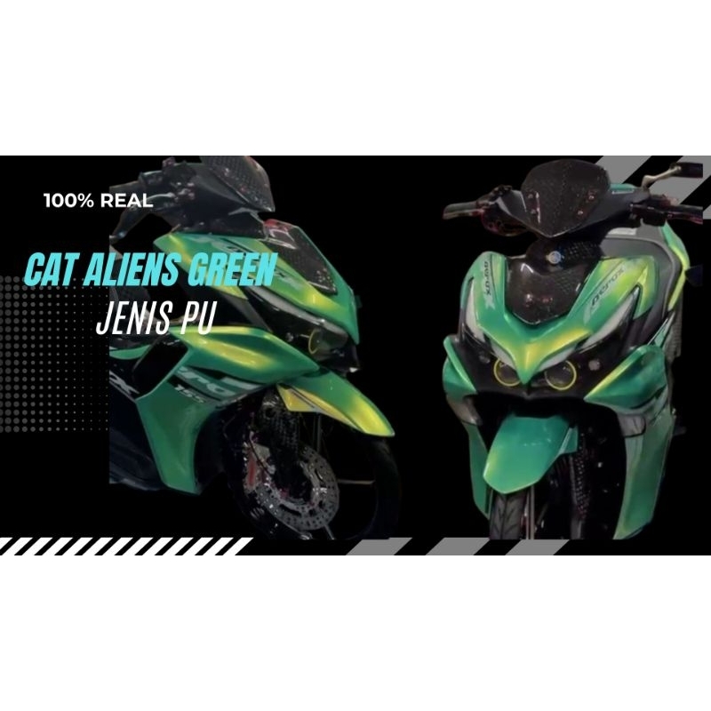 Cat warna aliens green cat hijau metalik cat custom berjenis pu bisa di gunakan untuk kendaran motor