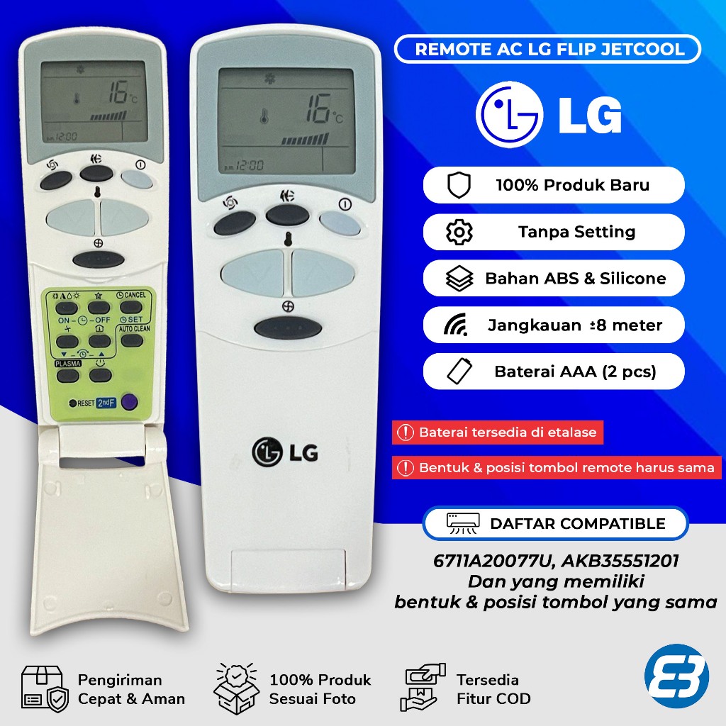 Remote Remot AC LG Flip Hercules Jetcool Plasma 6711A20077U 6711A20073J