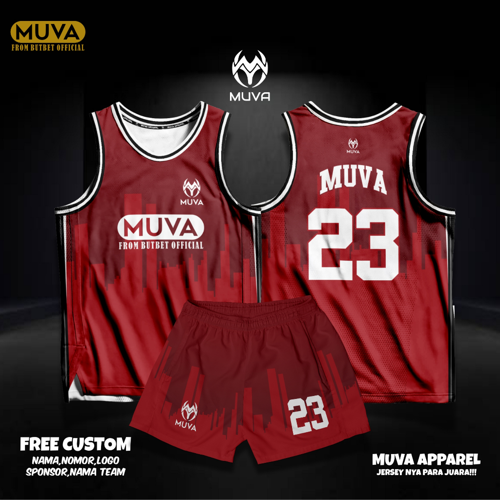 Jersey basket free custom nama full printing / jersey basket casual / jersey basket custom - Red Tow