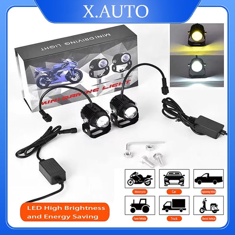 2 Pak Lampu Sorot Sepeda Motor Lampu Berkendara Mini Lampu Sorot Sepeda Motor LED Sorot Tinggi dan
