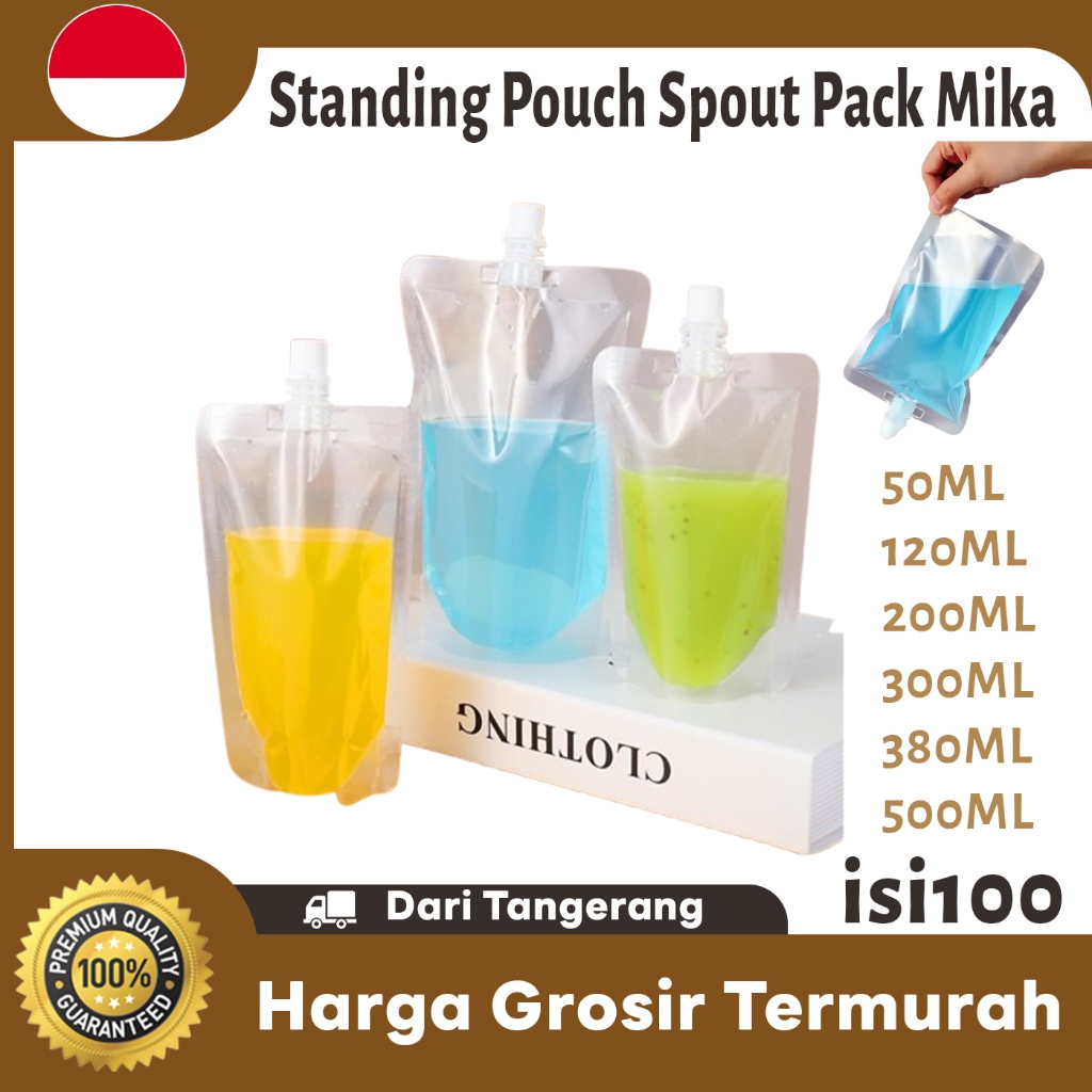 

junaidi_fahmi - stand pouch mika 100 pcs anti bocor - kemasan minuman cair 50-500ml shopee