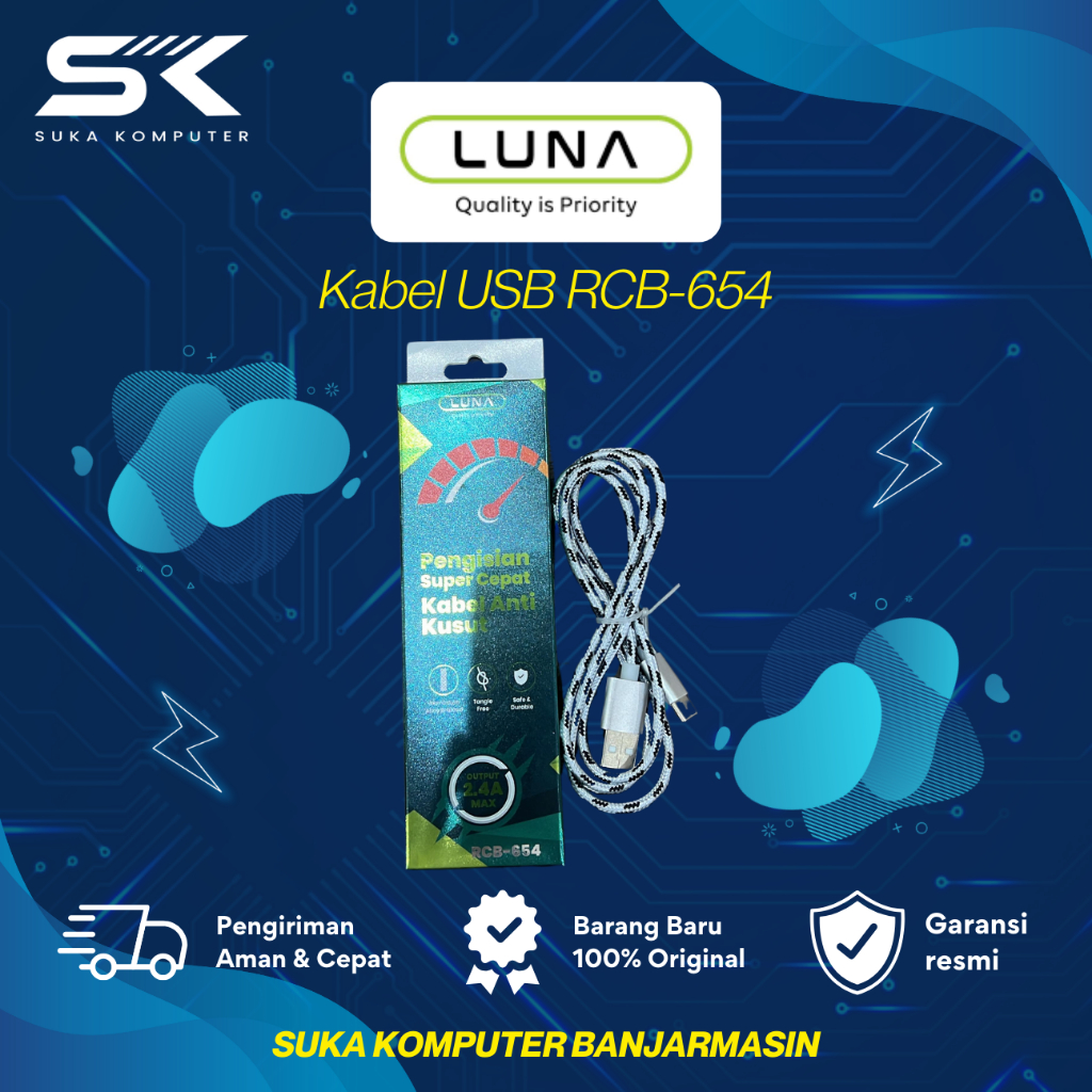 Kabel Data LUNA RCB-654 Fast Charging Nylon Anti Kusut