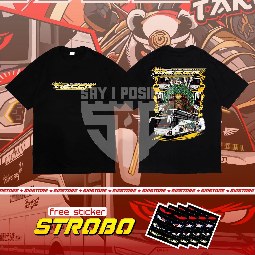 FREE STIKER KAOS BUS MANIA MECCA STROBO SPESIAL EDITION BAJU BUSMANIA ANAK DAN DEWASA ASD