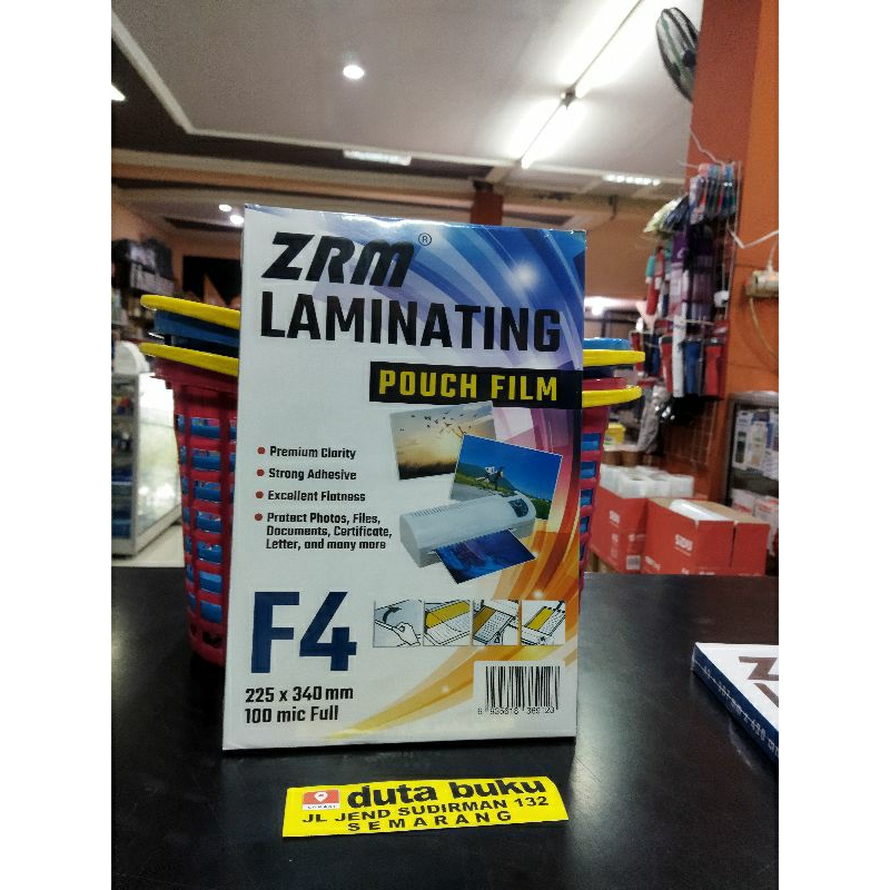 

Plastik Laminating Pouch Film F4 ZRM 100Micron (1Pack) 100Lembar