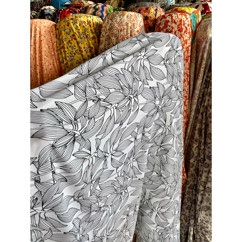 Kain Ceruty Motif / Bahan Ceruty Motif bunga / Bahan Gamis