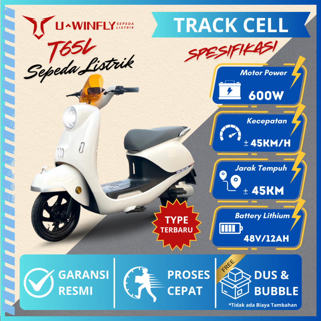 Sepeda Listrik Uwinfly T65 Lithium 600watt Motor Power Terbaru 2025 Garansi Resmi Uwinfly Indonesia