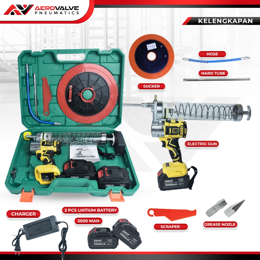 Alat GREASE Semprot Electric Grease Gun 4.0Ah 21V Rechargeable Lithium Battery Cordless