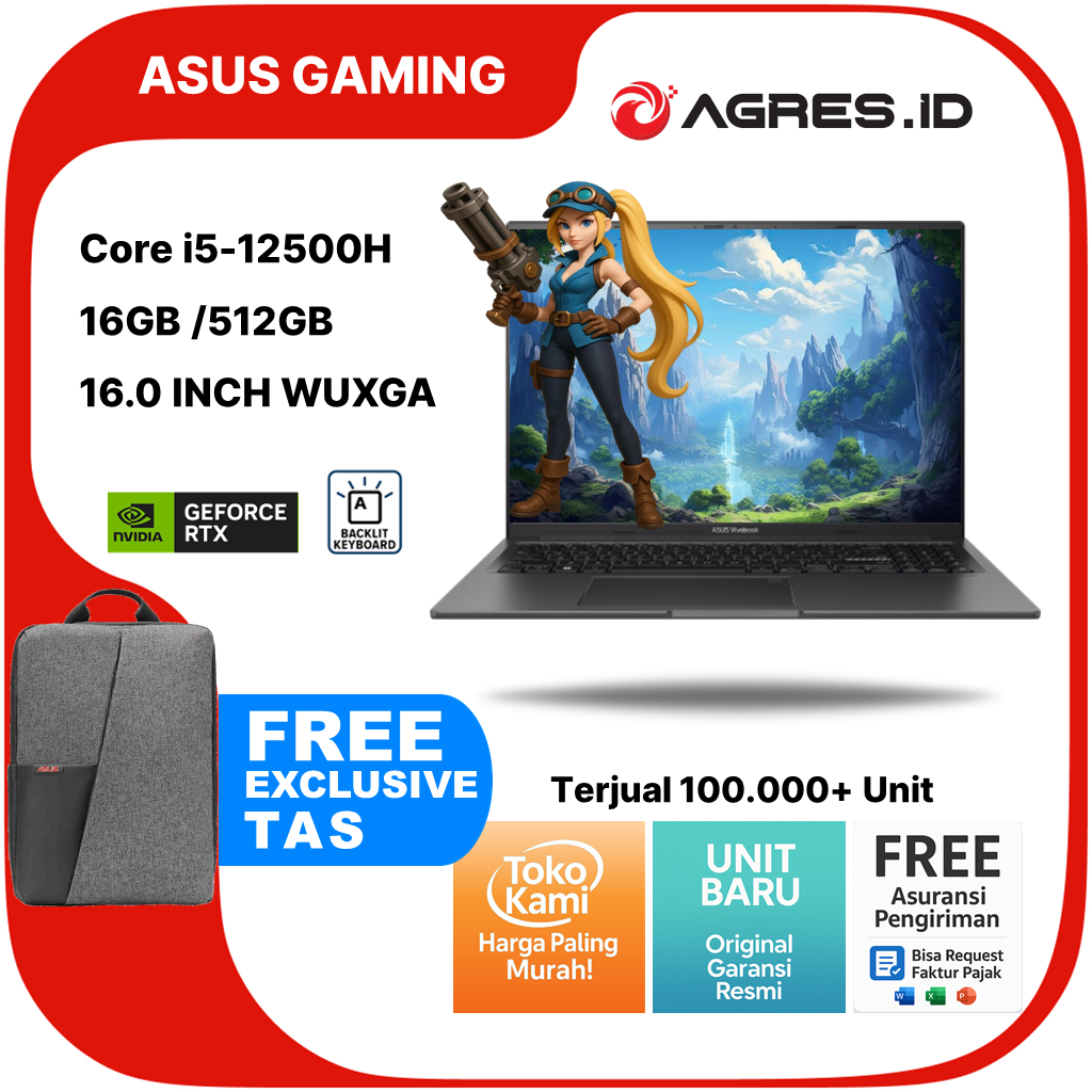 ASUS GAMING K16  K3605ZF I5 12500H RTX2050 4GB/ 16GB 512GB W11+OHS+O365 16.0FHD VIPS BLK -VIPS552M