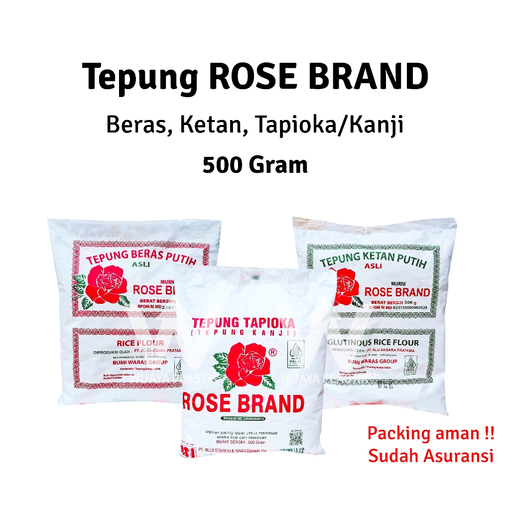 

[PROMO] Tepung ROSE BRAND (Ketan,Beras,Tapioka) --- 500 gr @Pack | rosebrand jajan pasar ketan beras tapioka kanji putih kecil sedang ekonomis murah pack