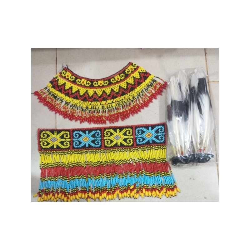 AKSESORIES TARI DAYAK - BULU TARI-TERATAI LEHER - TERATAI PINGGANG - AKSESORIS TARI DAYAK ANAK SD