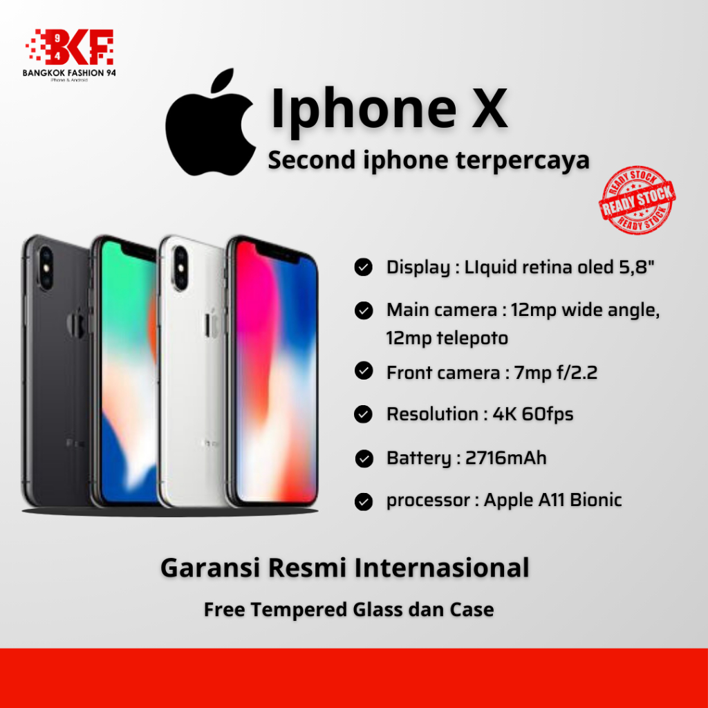 IPHONE X 64/256 SECOND LIKE NEW BERGARANSI ORIGINAL FULLSET