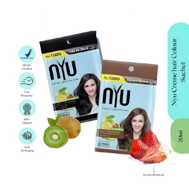 Asiri 'NYU Henna Shampoo Hair Colour Sachet - Shampoo Pewarna Rambut NYU
