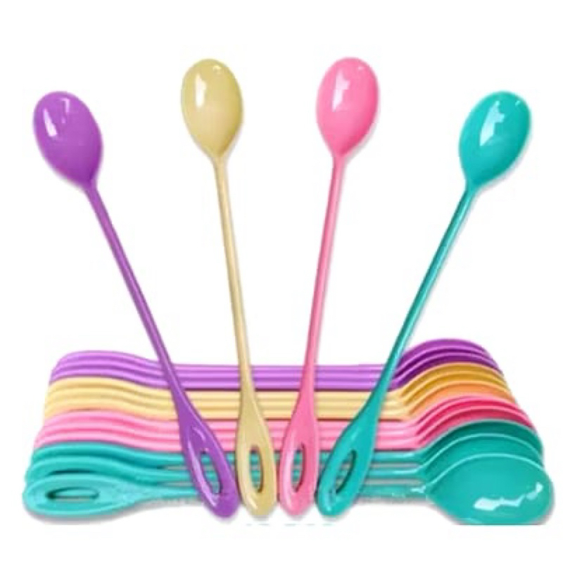 Sendok teh plastik warna warni dan sendok teh steinless