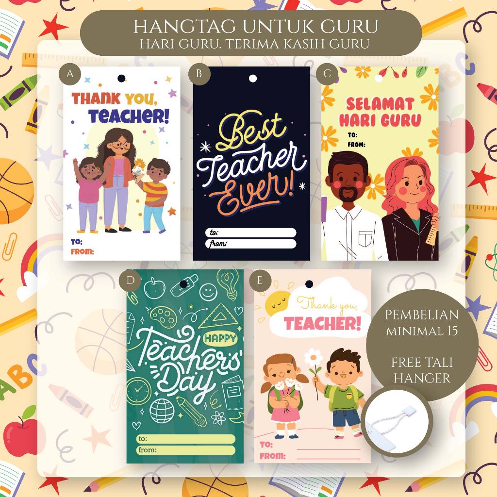 

Hangtag Untuk Guru Dosen Teacher Teacher's Day Thank You Teacher Sekolah Perpisahan (FREE TALI)