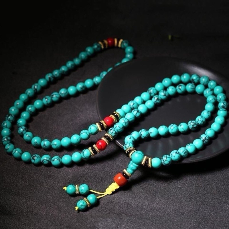 RKF26-01 Kalung Tasbih Turquoise Tibetan Style 108butir