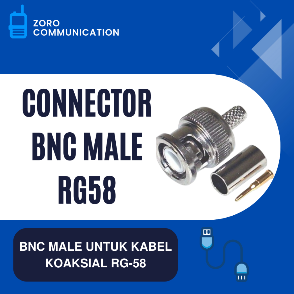 Connector BNC Male to Kabel RG-58 Connector Untuk Coaxial RG58 Connector BNC Male