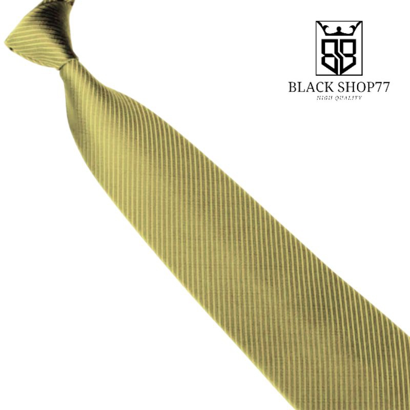 Dasi Pria Salur Siap Pakai Perekat Velcro Gold Muda