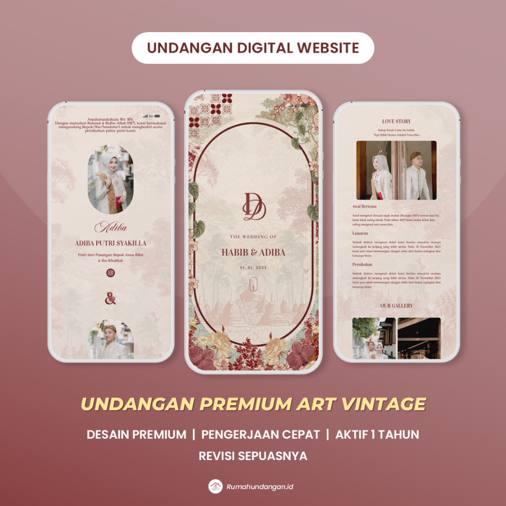 Undangan Digital Pernikahan Website Motion 3D, Undangan Online Link WA