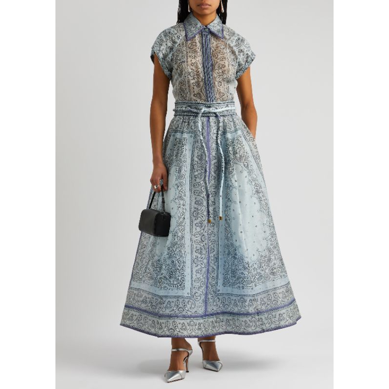 MOVYN - Dress 76295/Dress paisley blue/ dress formal motif premium/dress formal lengan pendek