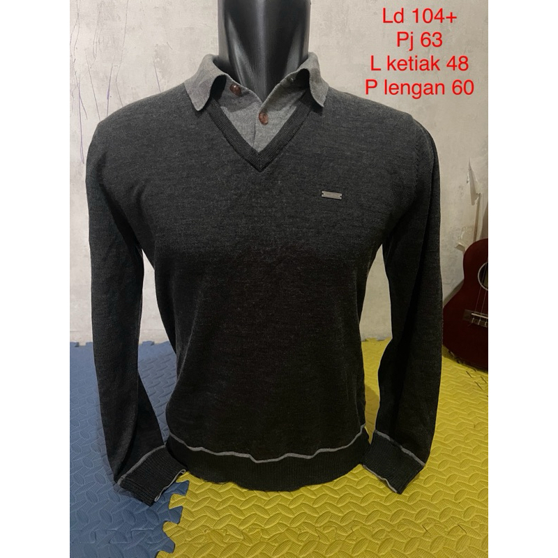 Windy club sweater pria sweater kemeja sweater berkerah bahan rajutsize S M